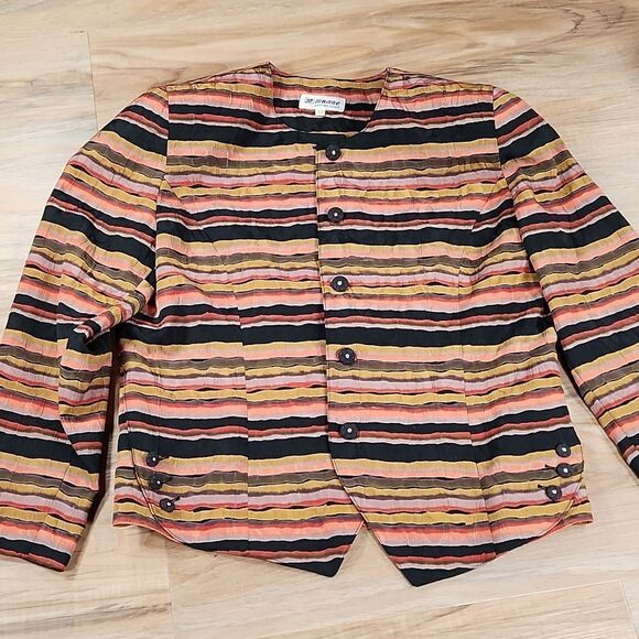 Vintage Moane Striped Earth Tone Blazer - Picture 1 of 7